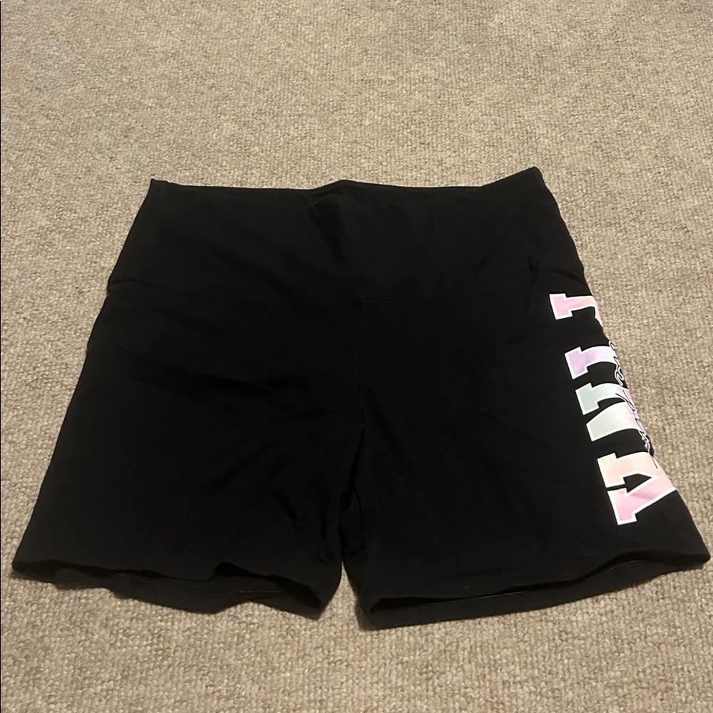 PINK Victoria's Secret Black Bike Shorts with Pink Logo
